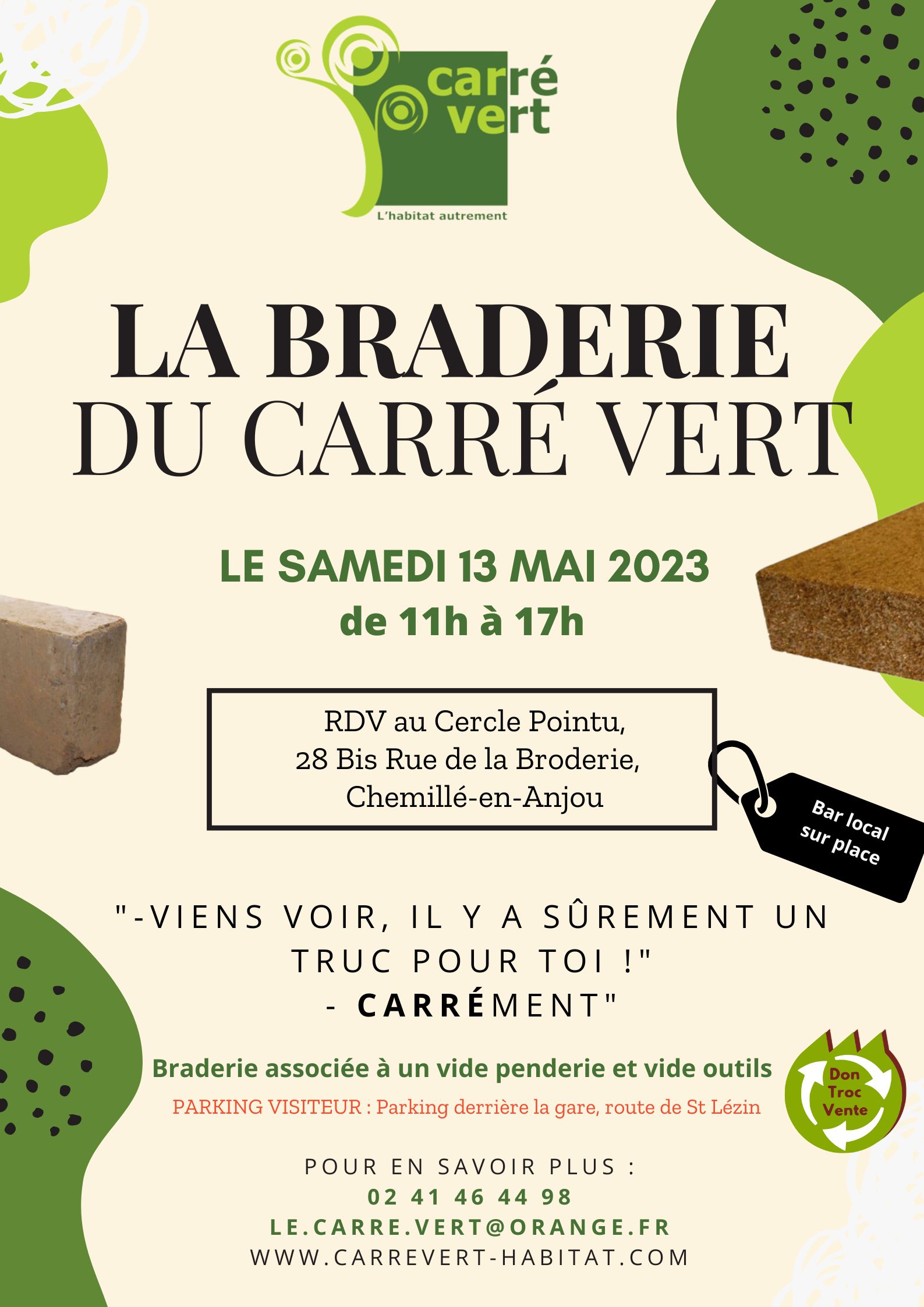 braderie du carré vert le 13 mai au cercle pointu